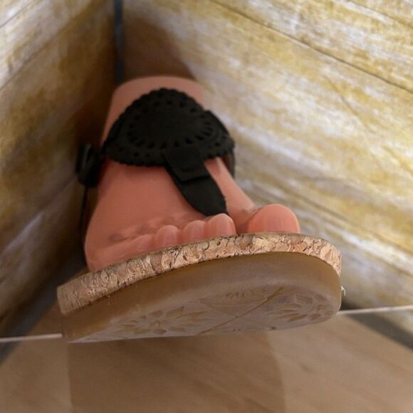 UGG AIDEN ll BLACK LEATHER T-STRAP ADJUSTABLE CASUAL EVERYDAY WEAR SANDALS - Picture 5 of 6